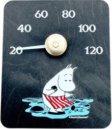 Mumin Saunathermometer mit Muminmama-Motiv.