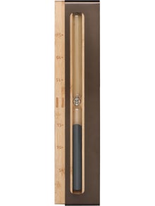 Rento Sauna-Sanduhr in Teerbraun und Holzfarbe.