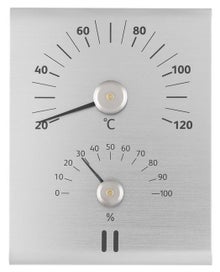 Rento Sauna-Thermo-Hygrometer aus Aluminium.