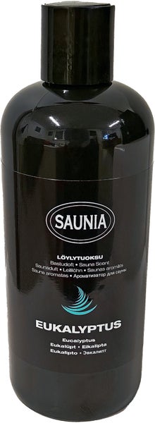 Saunia Eukalyptus-Saunaduft in einer 500-ml-Flasche.