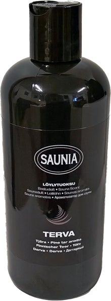 Saunia Teer-Saunaduft in einer 500-ml-Flasche.