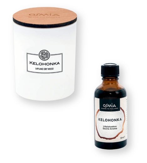 Osmia Duftset: Duftkerze Lappland Trockenholz 150 g & Saunaduft 50 ml