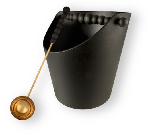 Aarikka Nuppu Sauna-Set: Saunaeimer & -Kelle, Gold / Schwarz