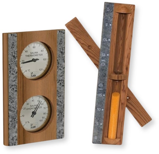 SAWO Thermometer, Hygrometer + Sanduhr, Zeder & Speckstein